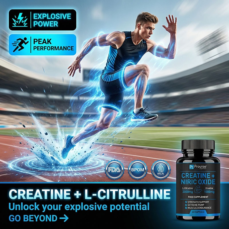 Creatine Nitric Oxide L Citrulline Formula | Support Kekuatan dan Performa Latihan | 2000mg Creatine