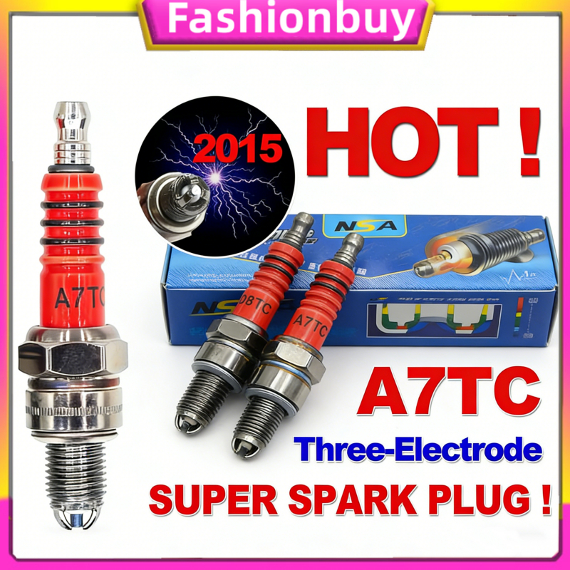 10pcs Busi sepeda motor roda dua A7TC  Busi tiga cakar untuk peningkatan daya