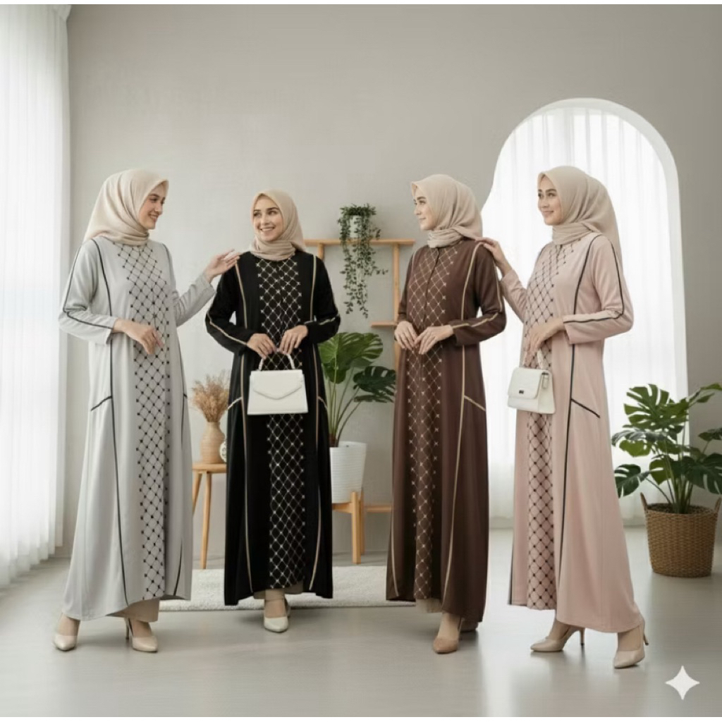 KAFTAN HABAYA - Jumbo LD 130 - Allsize Rayon Premium Busui Friendly Simple Elegan Gamis Harian Semi 