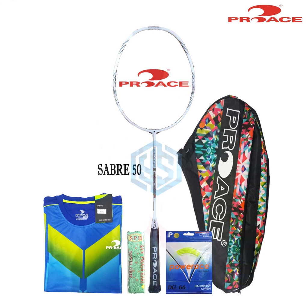 Raket Badminton ProAce Sabre 50 Bonus Komplit Raket Pro Ace Sabre 50