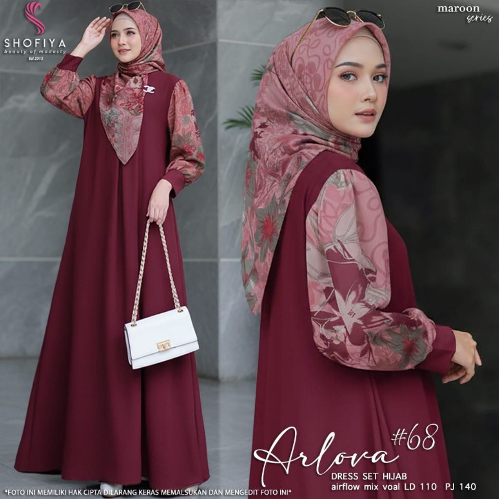 ARLOVA DRESS SET HIJAB SERIES BAHAN AIRFLOW MIX VOAL