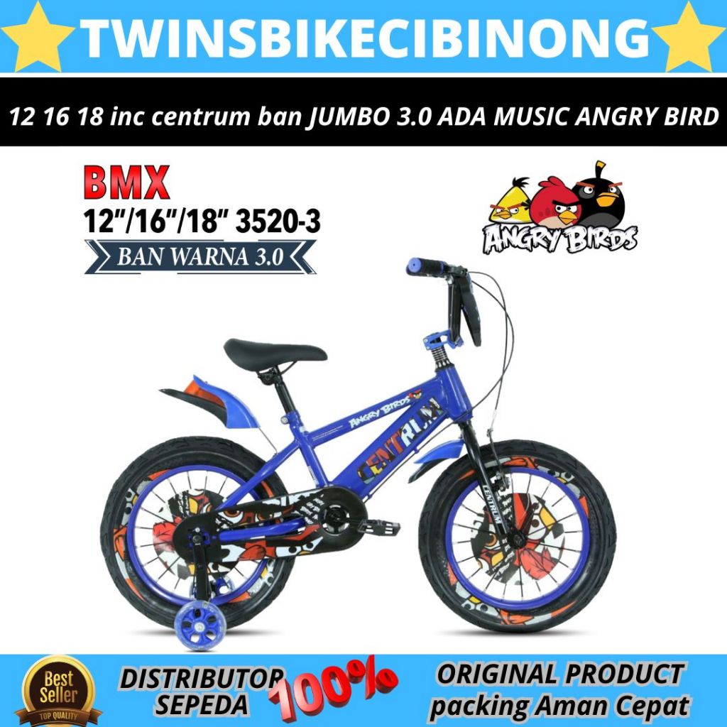SEPEDA ANAK 18 BMX CENTRUM ANGRY BIRD ADA MUSIK SPAKBOR LAMPU