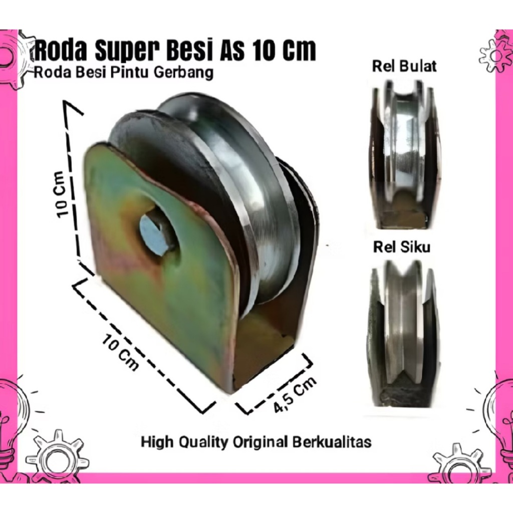 Roda pagar besi as 10cm roda pintu gerbang Berkualitas
