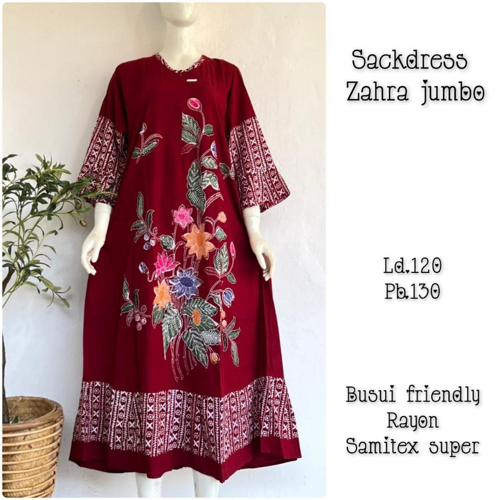 Sackdress Zahra Jumbo Bunga Batik Cap