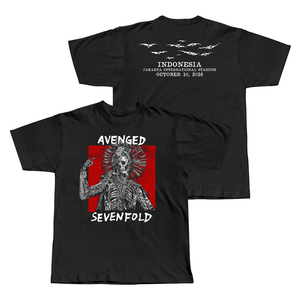 Kaos Avenged Sevenfold Indonesia - Tour 2026 Hitam