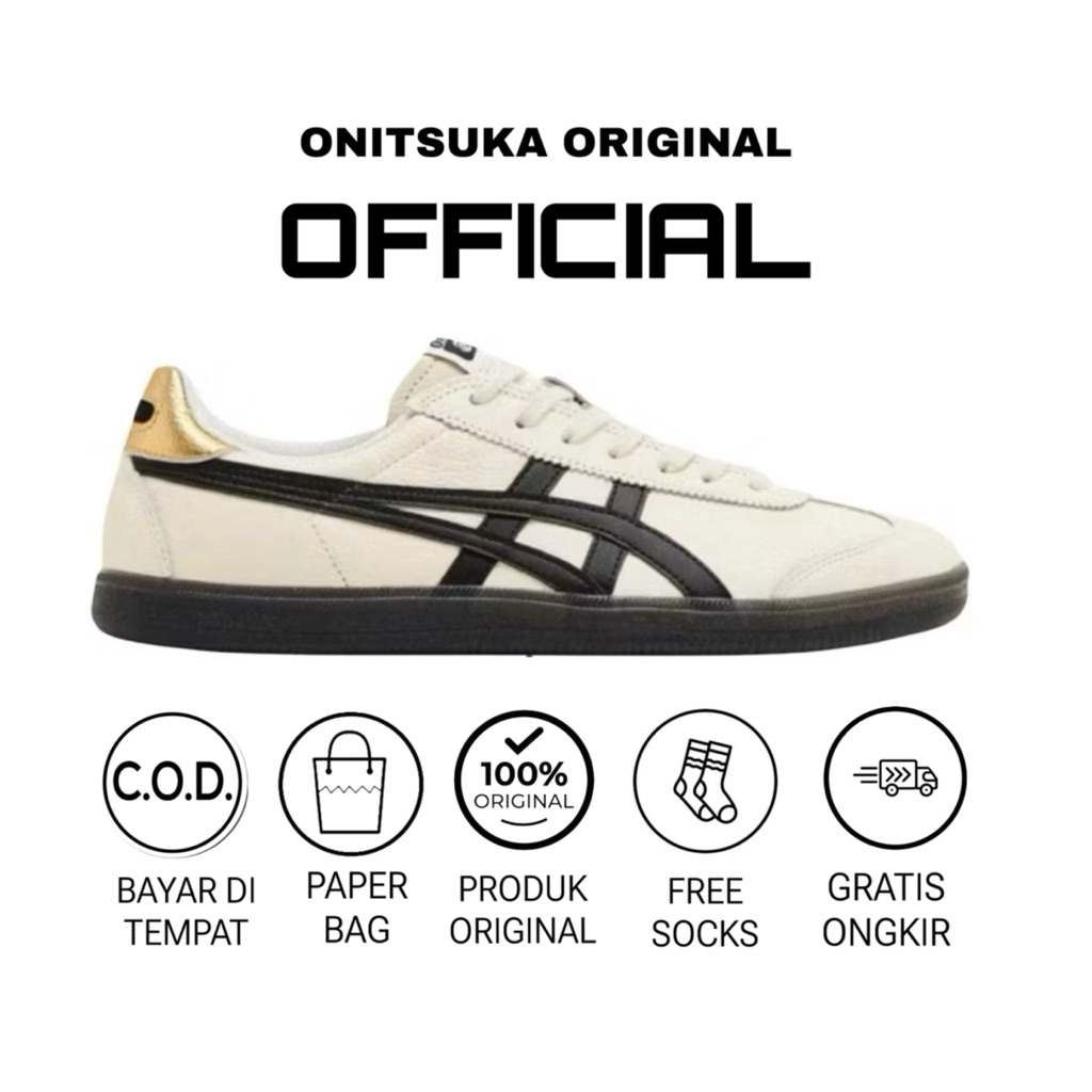 SEPATU ONITSUKA TIGER TOKUTEN WHITE BLACK GOLD SEPATU PRIA/SEPATU WANITA /SEPATU SNEAKERS