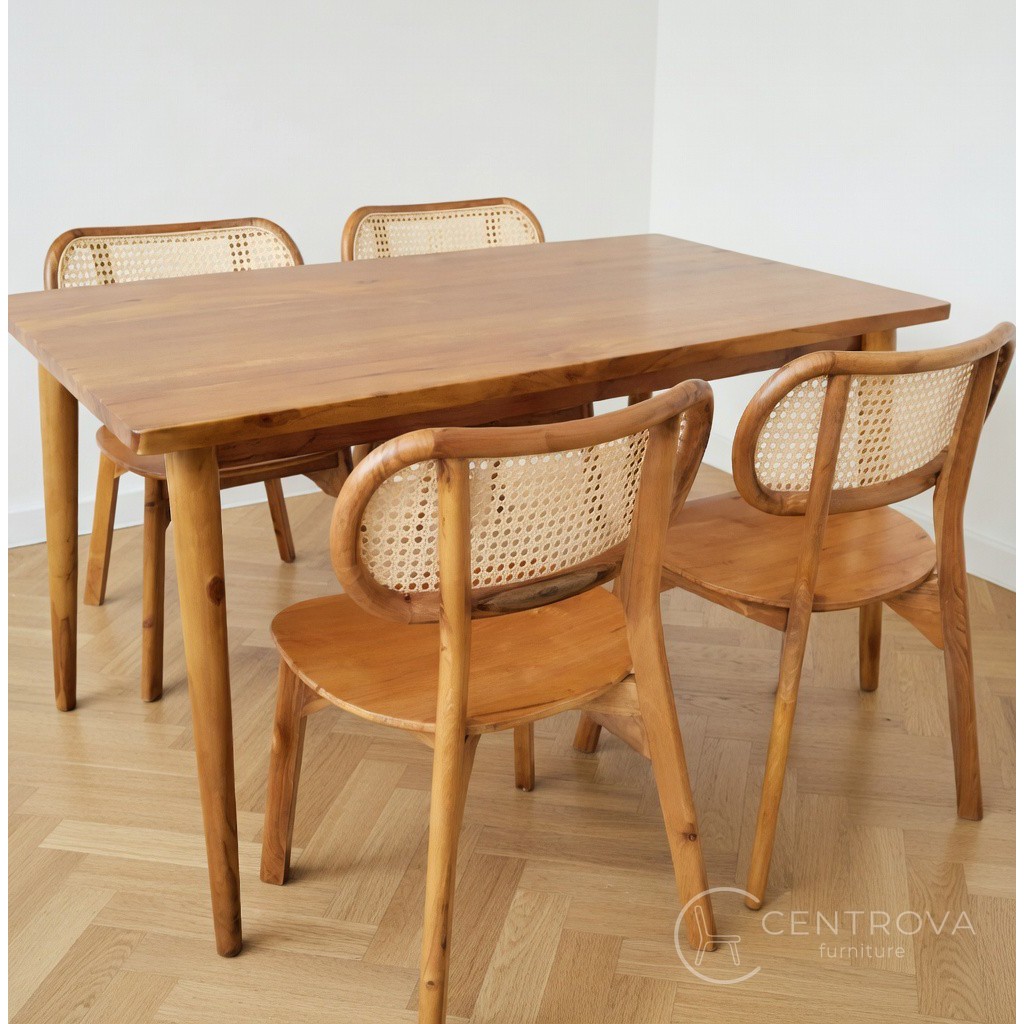 MEJA MAKAN ROTAN KAYU JATI | CENTROVA FURNITURE