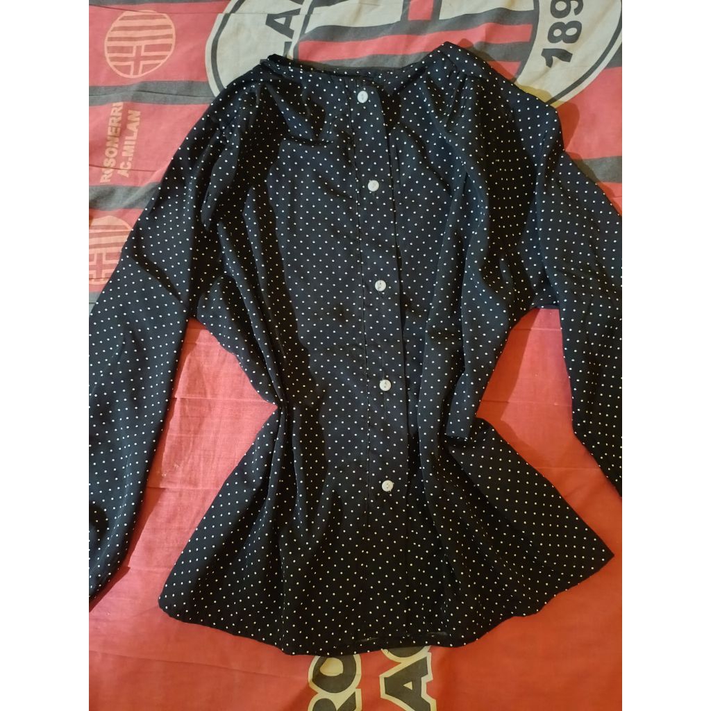 [Ladela.Id Preloved] Blouse Polkadot Hitam Putih