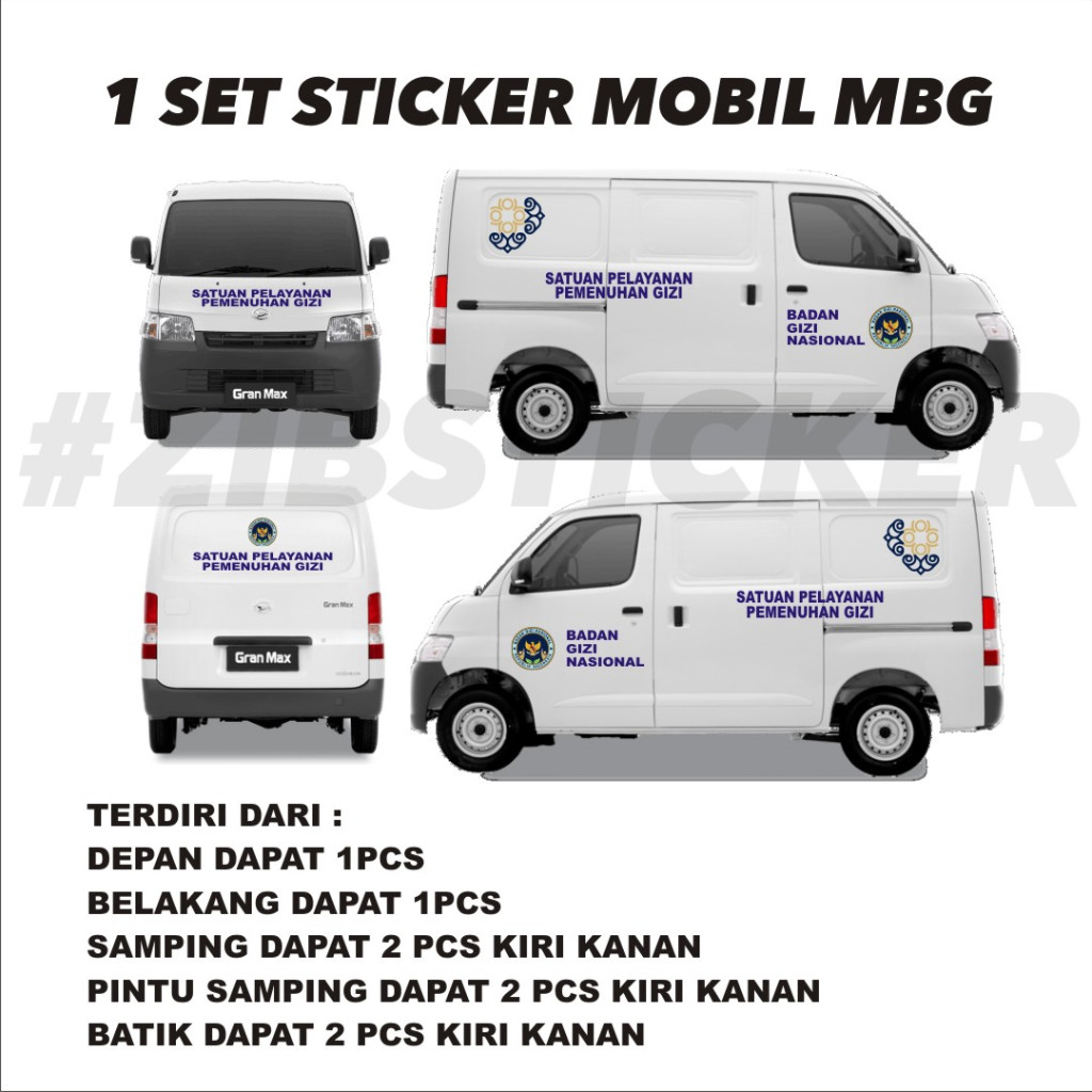 1 set sticker mobil mbg