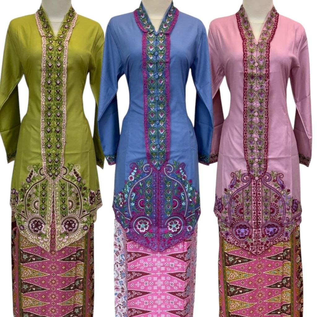 Setelan Encim Tunik Panjang // Kebaya Encim Tunik Lengan Panjang Bordir Pancawarna // Kebaya Encim T