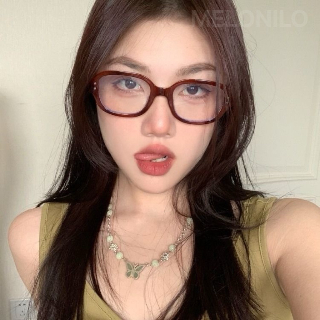 Melonilo KM73 Kacamata Retro Wanita/Bingkai Cahaya Anti-Biru/Kacamata Premium Modern Retro Kacamata 