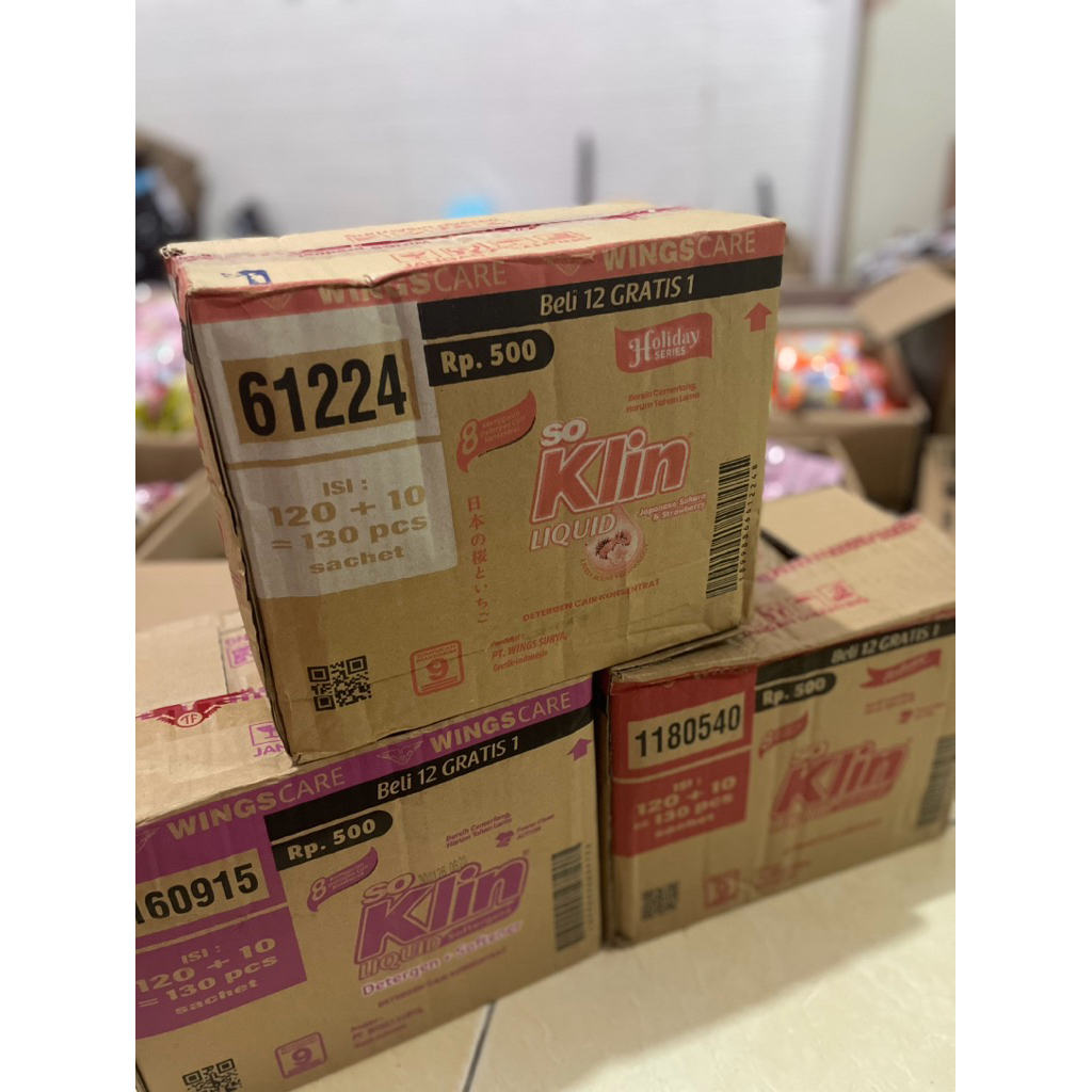 Soklin liquid isi 10rcg (130 sachet/ 1dus) detergen cair murah untuk pencuci pakaian
