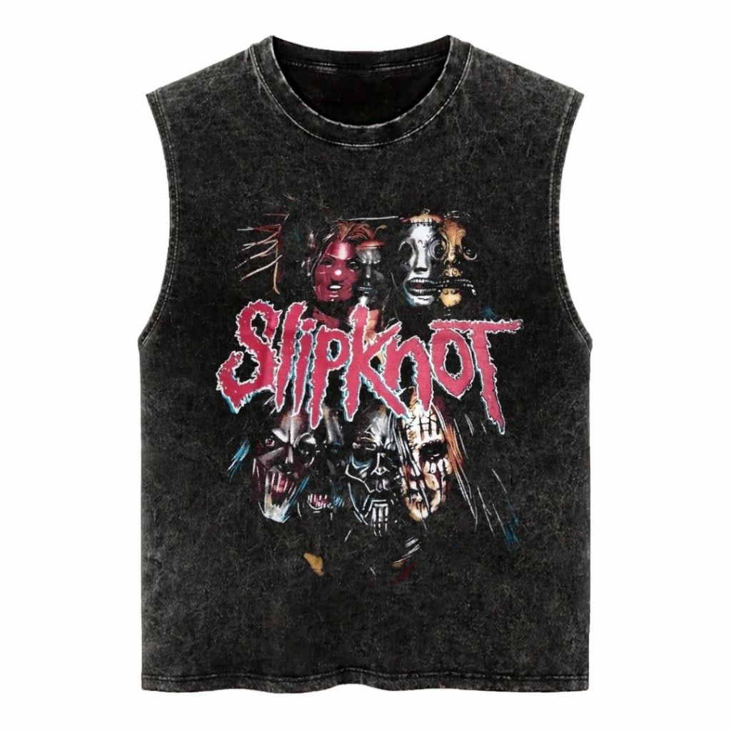 Gore Notch "Slipknot" Sleeveless Oversized T-Shirt | Stone Wash | Kaos Oversize | Vintage | Atasan