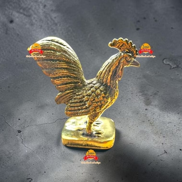 Patung Ayam Emas Kuningan Gold - Shio Ayam ukuran 10cm