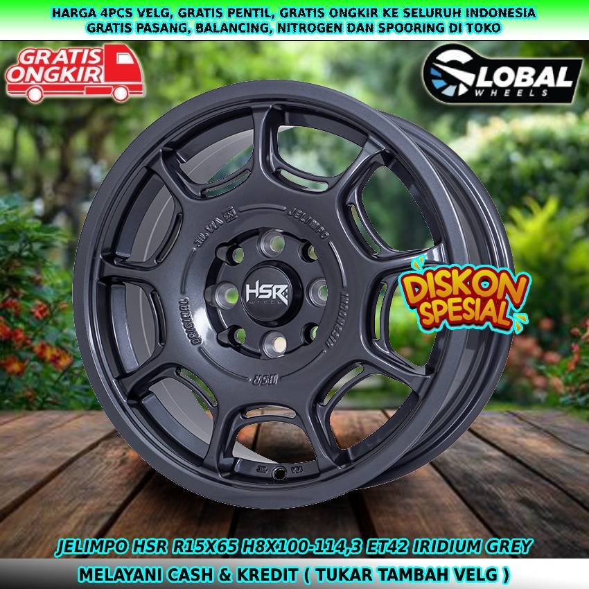 Velg racing hsr R15 untuk mobil Avanza| Sigra| Sirion| Fiesta| Mobilio| dll velg hsr jelimpo R15