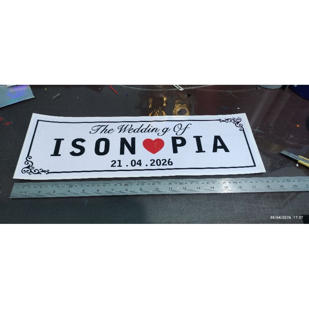 sticker cutting custom plat mobil wedding