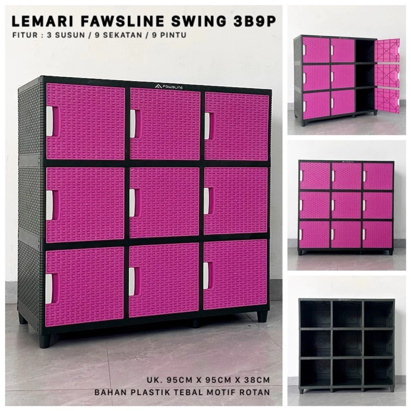 LEMARI FAWSLINE SWING 3B9P / LEMARI CABINET 9 PINTU BATAM