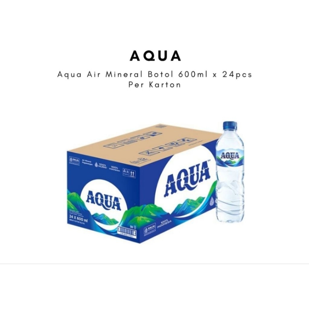 Aqua botol kecil 330ml isi 24botol  Aqua botol 600 ml 1 dus isi 24
