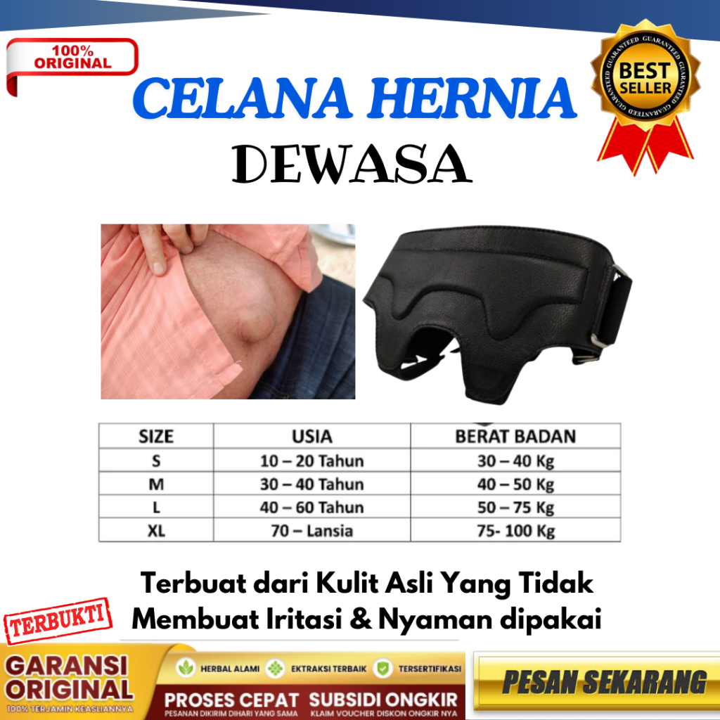 Celana Hernia Dewasa, Turun Berok, Hidrokel, Varikokel, Terapi Tanpa Operasi Pria Wanita