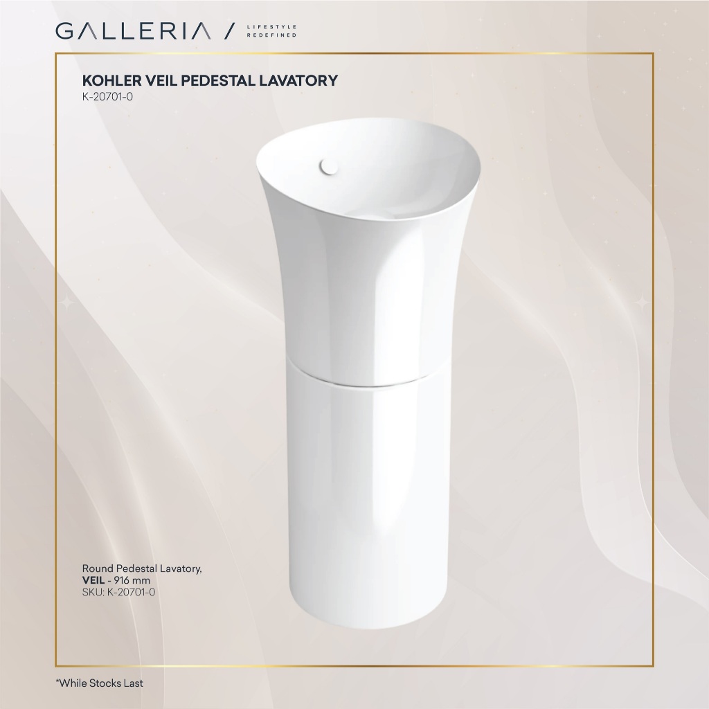 Kohler Veil Pedestal Lavatory K-20701-0/Kohler Wastafel
