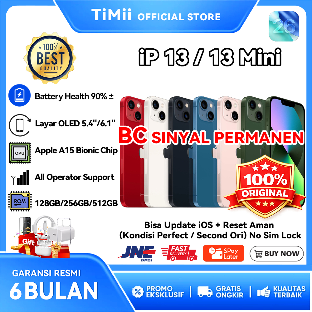 BC iPhone 13 / iP 13 Mini IMEI Terdaftar Sinyal Permanen 128gb 256gb 512gb Second Bekas Lcd Original