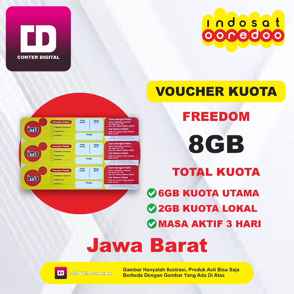 Voucher Kuota Indosat 8GB 3 Hari Full 24 Jam Paket Internet Indosat Ooredoo Murah