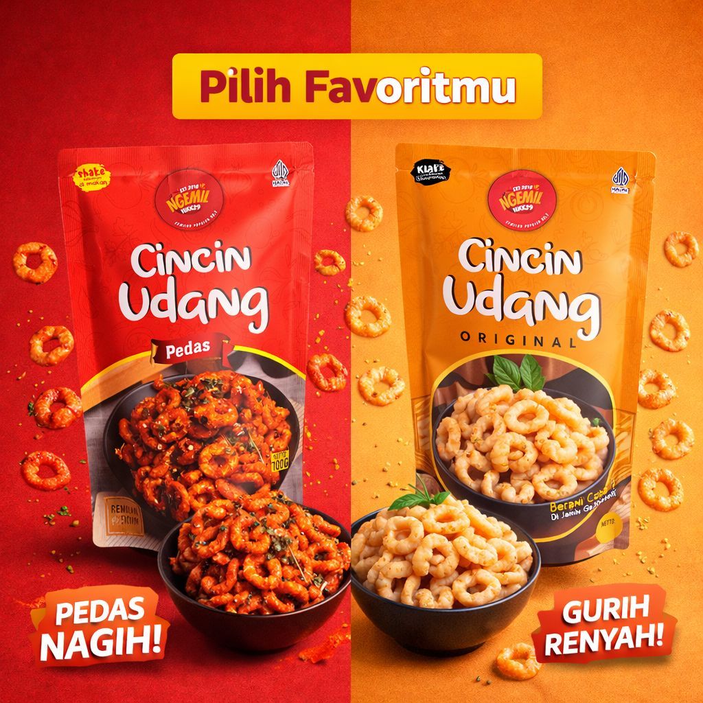 NGEMILYUKK29 - CINCIN UDANG 100G DAUN JERUK PEDAS & ORIGINAL - MAKANAN RINGAN RENYAH CEMILAN