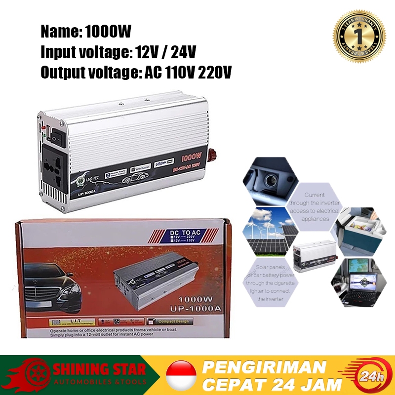 (Ready Stock)Inverter Daya 1000W Power Inverter 12V/24V DC ke AC 220V