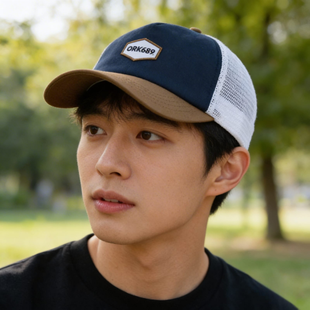 Ork689 Topi Pria Distro Trucker Jaring Original Meva Navy White
