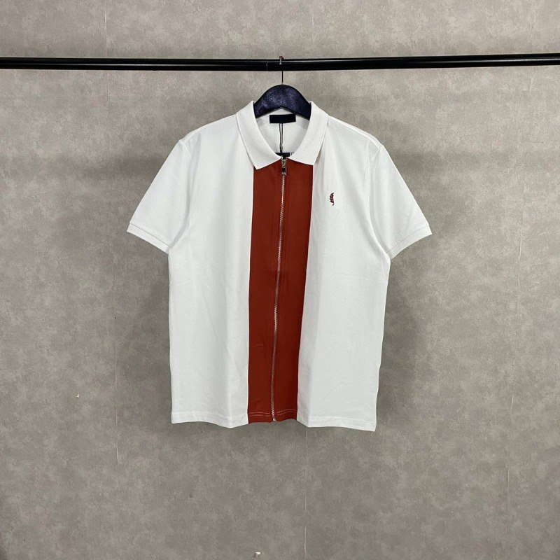 Polo Pria Atasan Fashion Pria tshirt Baju Kerah Zipper Kancing Lengan Pendek