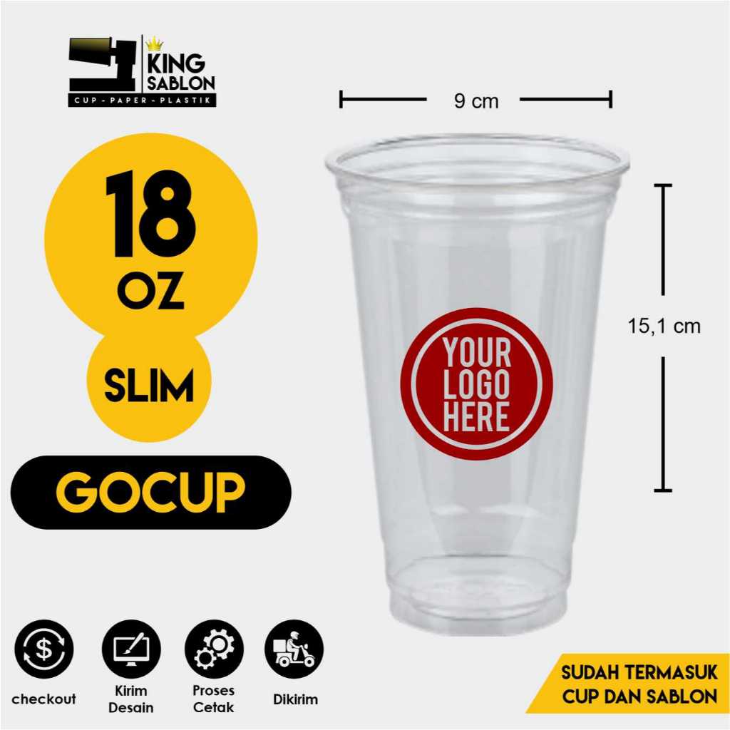 Sablon gelas cup 18oz 22oz slim gocup