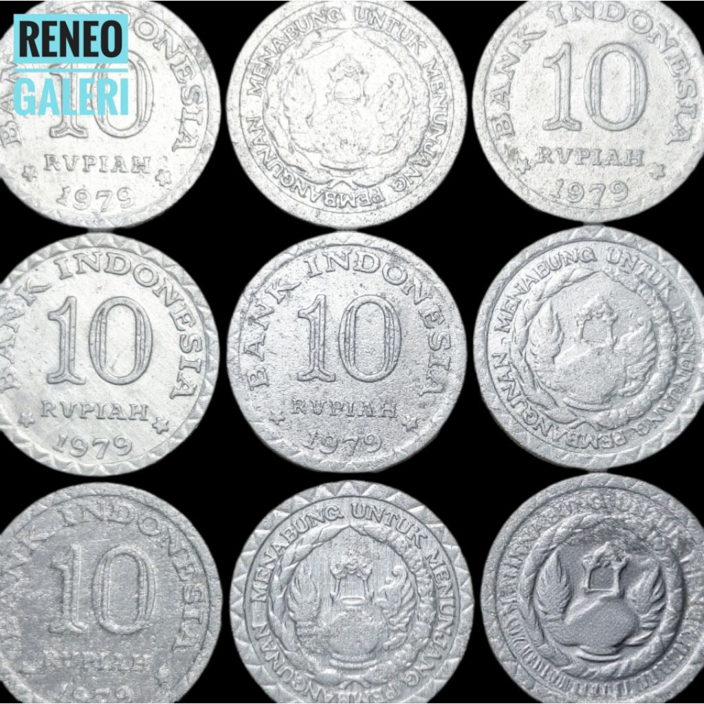 VF cuci Koin 10 Rupiah Tahun 1979 Tabanas putih uang Kuno logam Indonesia