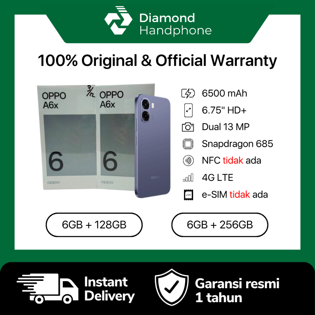 Oppo A6x 6/128 6/256 6/128GB 6/256GB 6GB 128GB 256GB Garansi Resmi