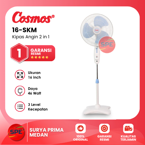 KIPAS ANGIN BERDIRI / STAND FAN COSMOS UKURAN 16 INCH 16-SKM / 16SKM GARANSI RESMI (MEDAN)