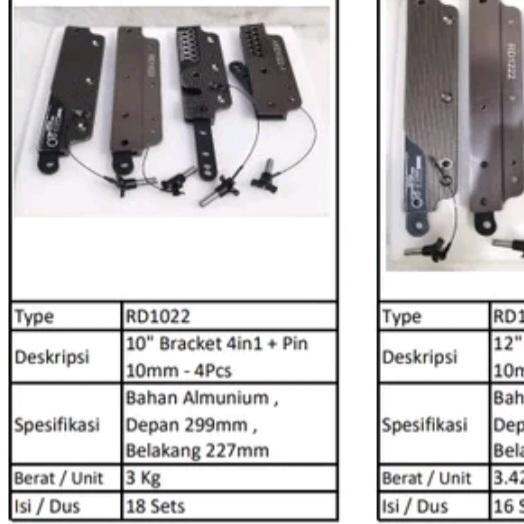 bracket speaker line array RD1022 / RD 1022 – box aray speaker 4 in 1 KOMPLIT pin 10 mm 4 pcs