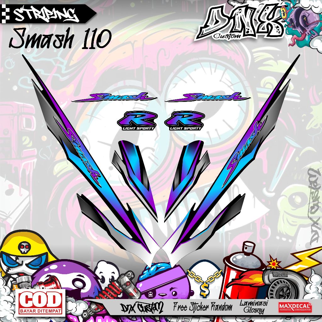 STRIPING STIKER VARIASI SUZUKI SMASH 110R RACING KD6