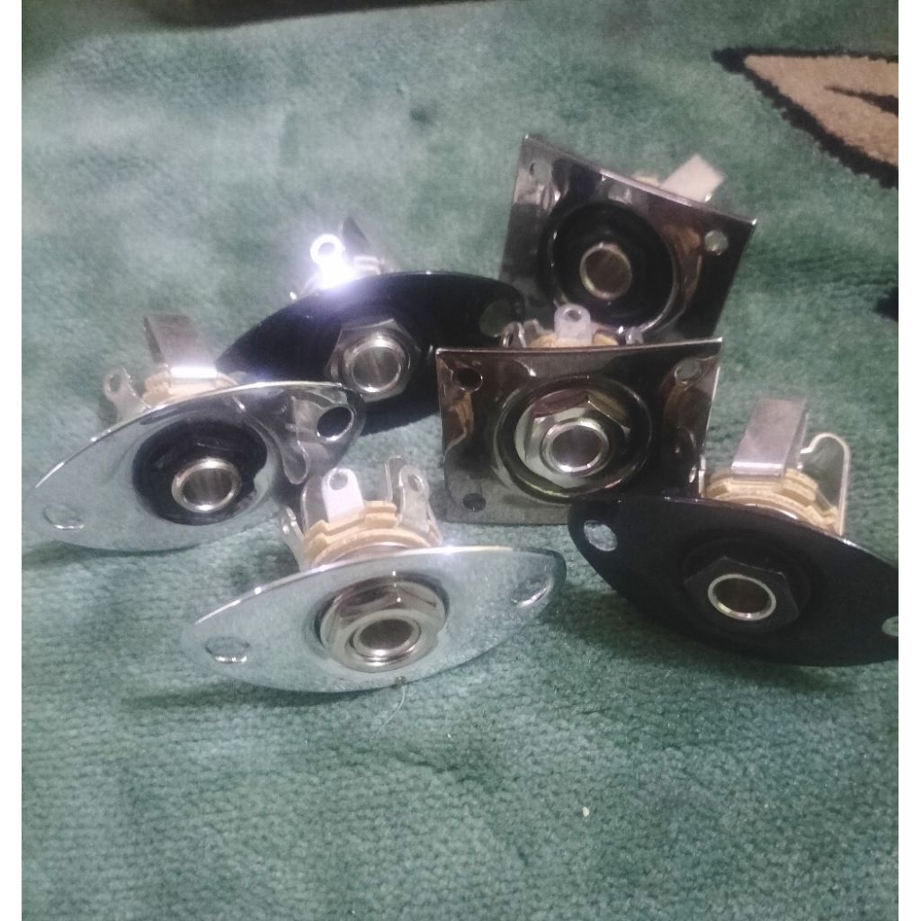 Jack Output Guitar Stereo + Plat / Jack Socket Plate Gitar Elektrik & Bass
