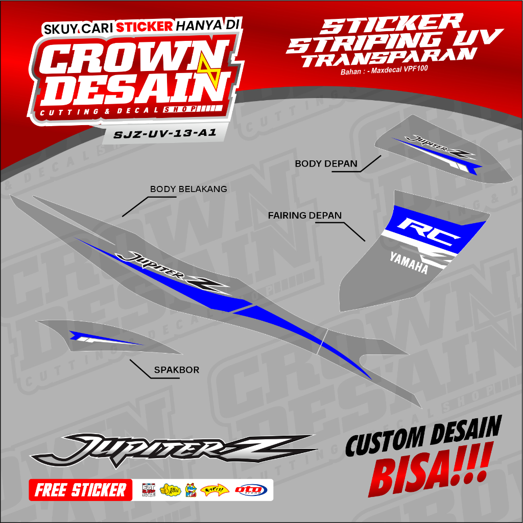 Striping Transparan Uv Jupiter Z Burhan Desain Rc Edition Simple - Stiker Lis Jupiter Old Variasi Wa