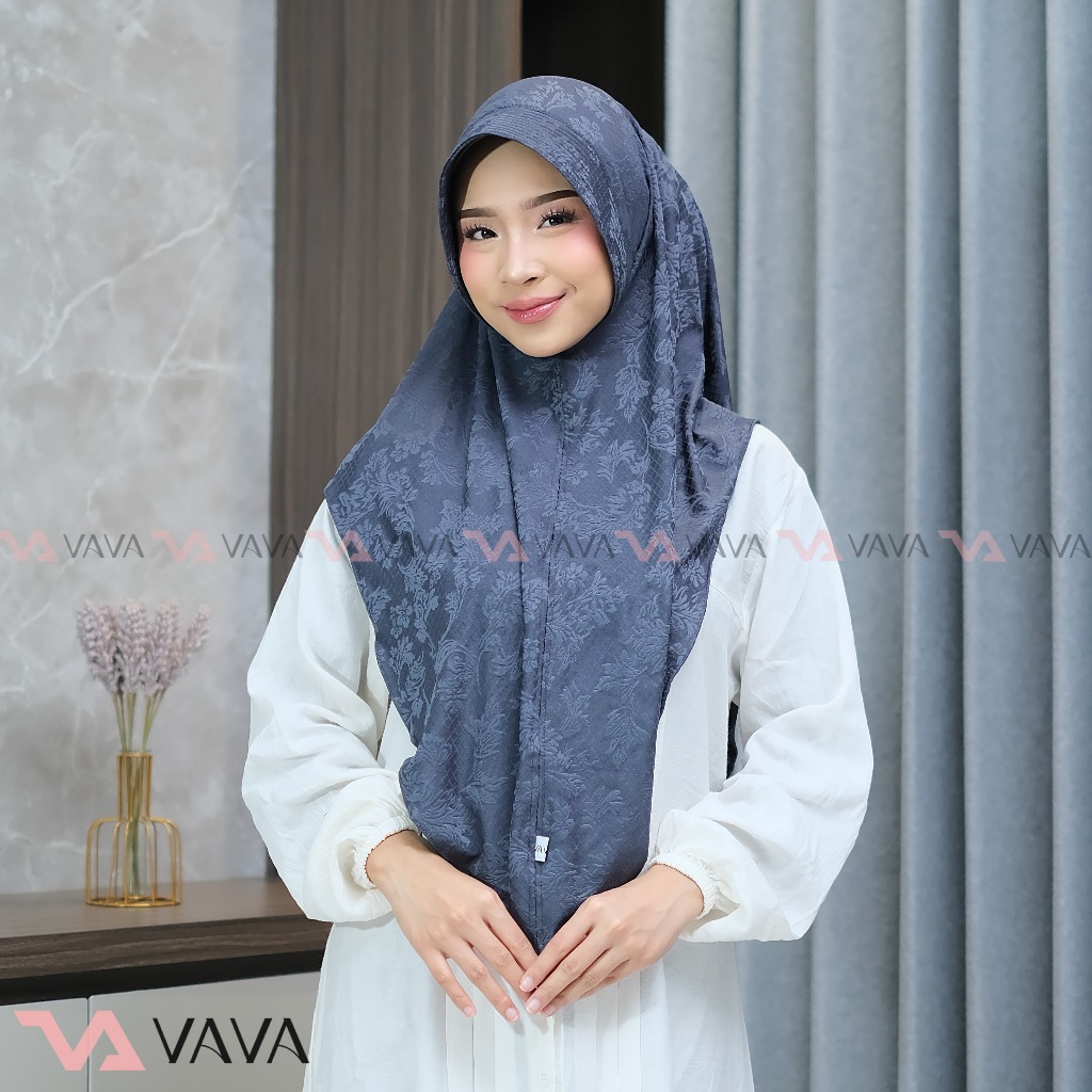 VAVA Hijab - Nayla Jilbab Bergo Instan Motif Flower Cantik Timbul Mewah Elegan