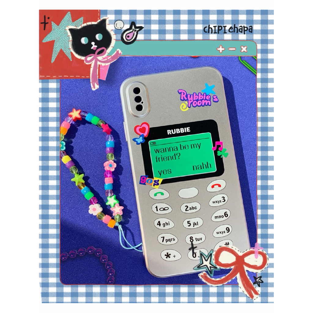 CHIPI CHAPA Rubbies Room Vintage Silver iPhone Case – Soft TPU Aesthetic Cover with Charm