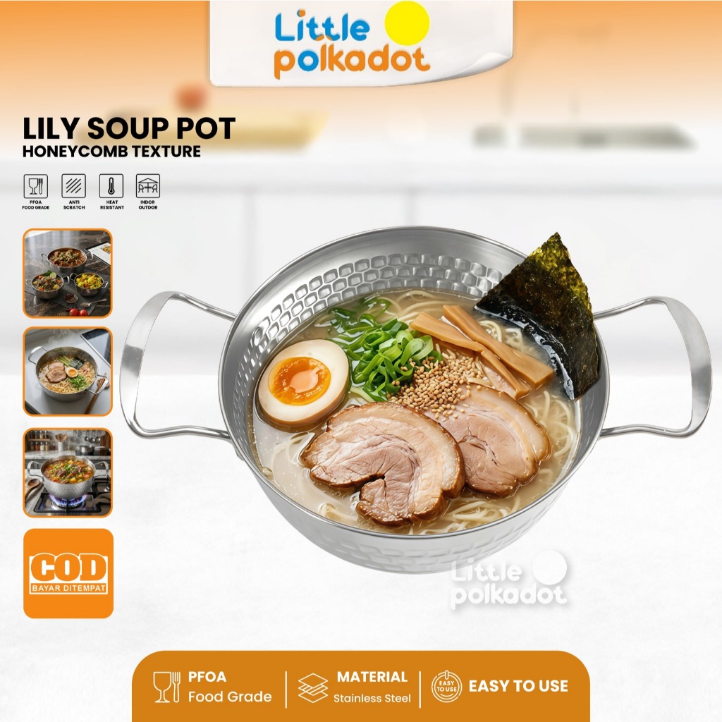 Littlepolkadot Panci Sup Serbaguna Stainless Steel 18 20CM Jepang Panci Ramen Pot Susu Pot Mie Pot P