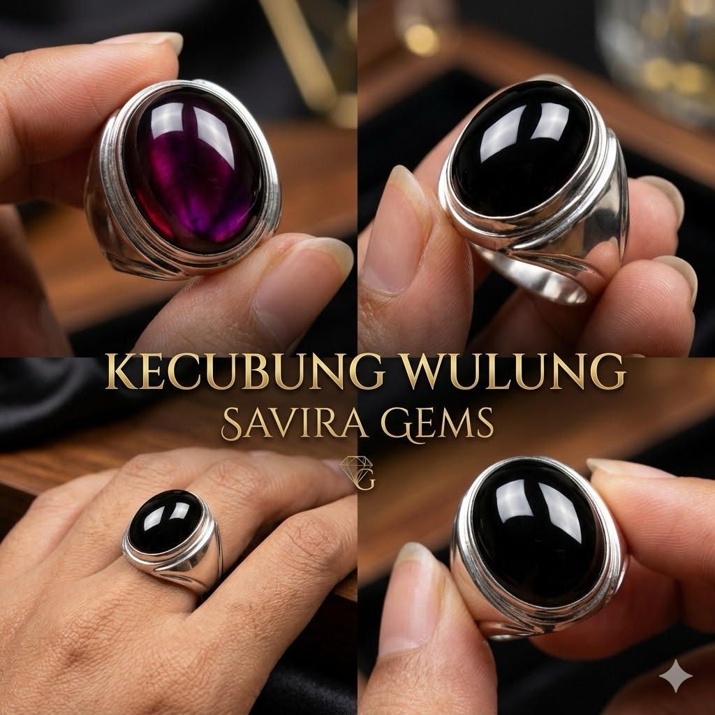 Cod Batu Cincin Akik Kecubung Wulung Tembus Ring Tanam