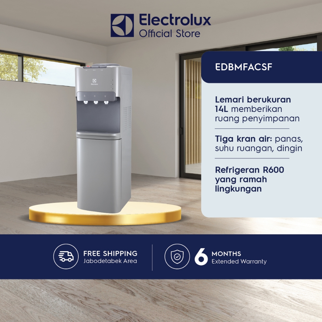 Electrolux Dispenser Air Galon Atas Silver - Child Lock- Kompresor R600 Ramah Lingkungan - Air Sedin
