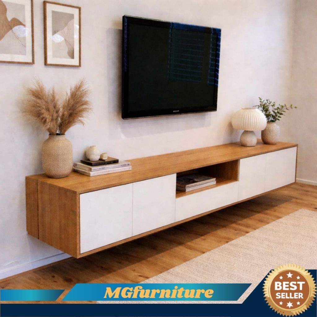 MGfurniture Meja Gantung Rak Meja Meja Tv Minimalis Gantung Minimalis Modern Pintu dan Laci