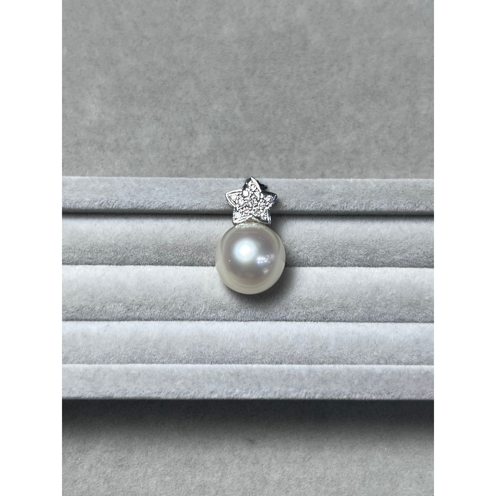 Liontin emas putih berlian mutiara 002