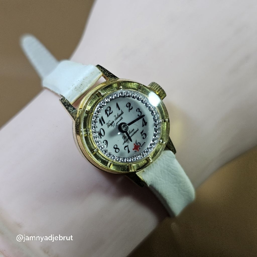 Jam Virgin Islands Swiss Made Manual Hand Winding Gold White Vintage Ladies Detik Unik Bekas