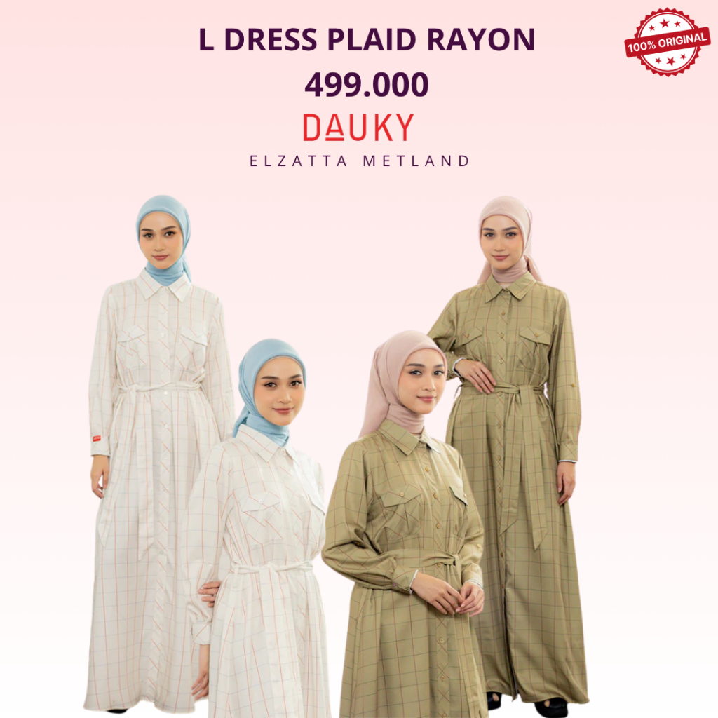 Dauky L Dress Plaid Rayon Gamis Motif Kotak - Kotak Bahan Rayon Neww