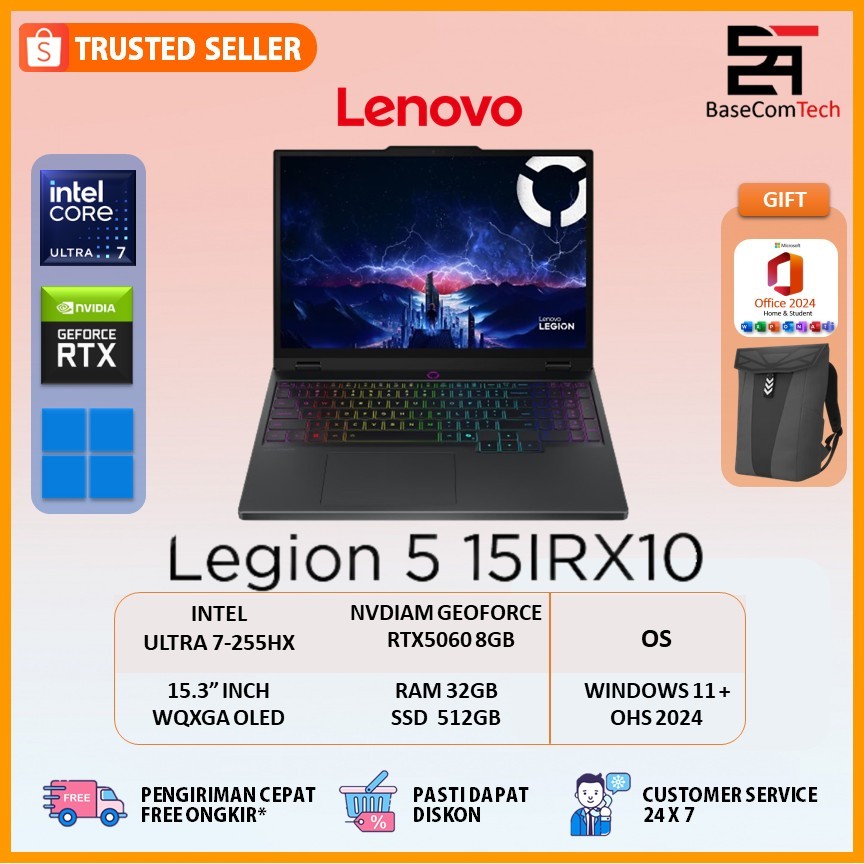 Lenovo LEGION 5  OLED Ultra 7 255HX RTX5060 32GB/ 512GB 15.1 inci WQXGA 165Hz
