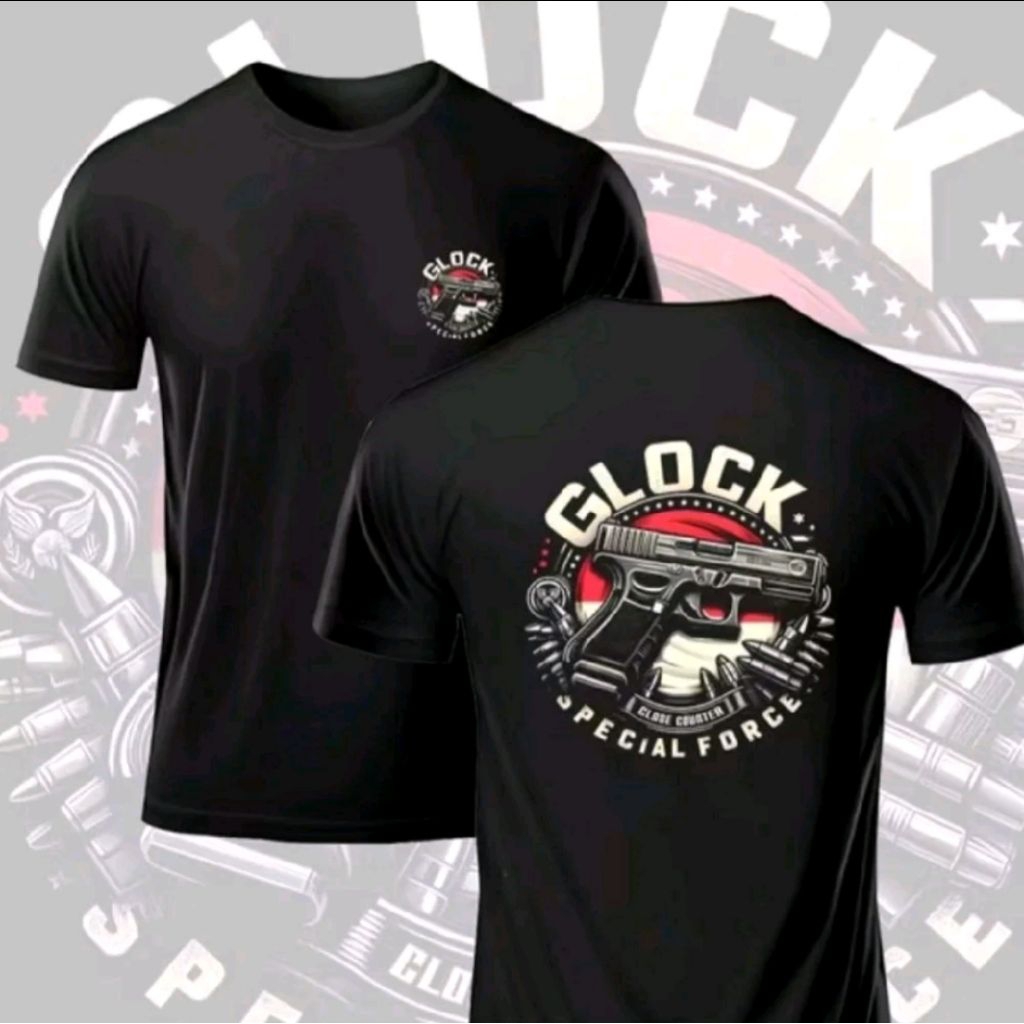 KAOS GLOCK SPECIAL FORCE MOTIF PISTOL BENDERA MERAH PUTIH
