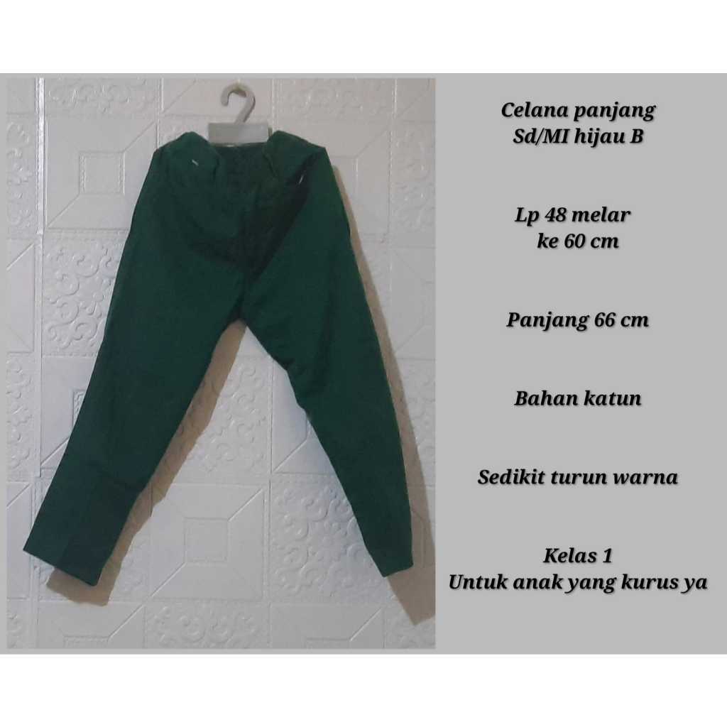 Celana panjang hijau seragam sekolah SD MI prelove bawahan murah meriah